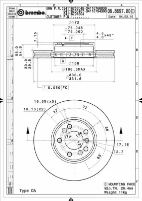 09.8697.81 Brembo Brake Rotor