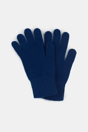 2 Ply Lambswool Gloves - Bright Blue