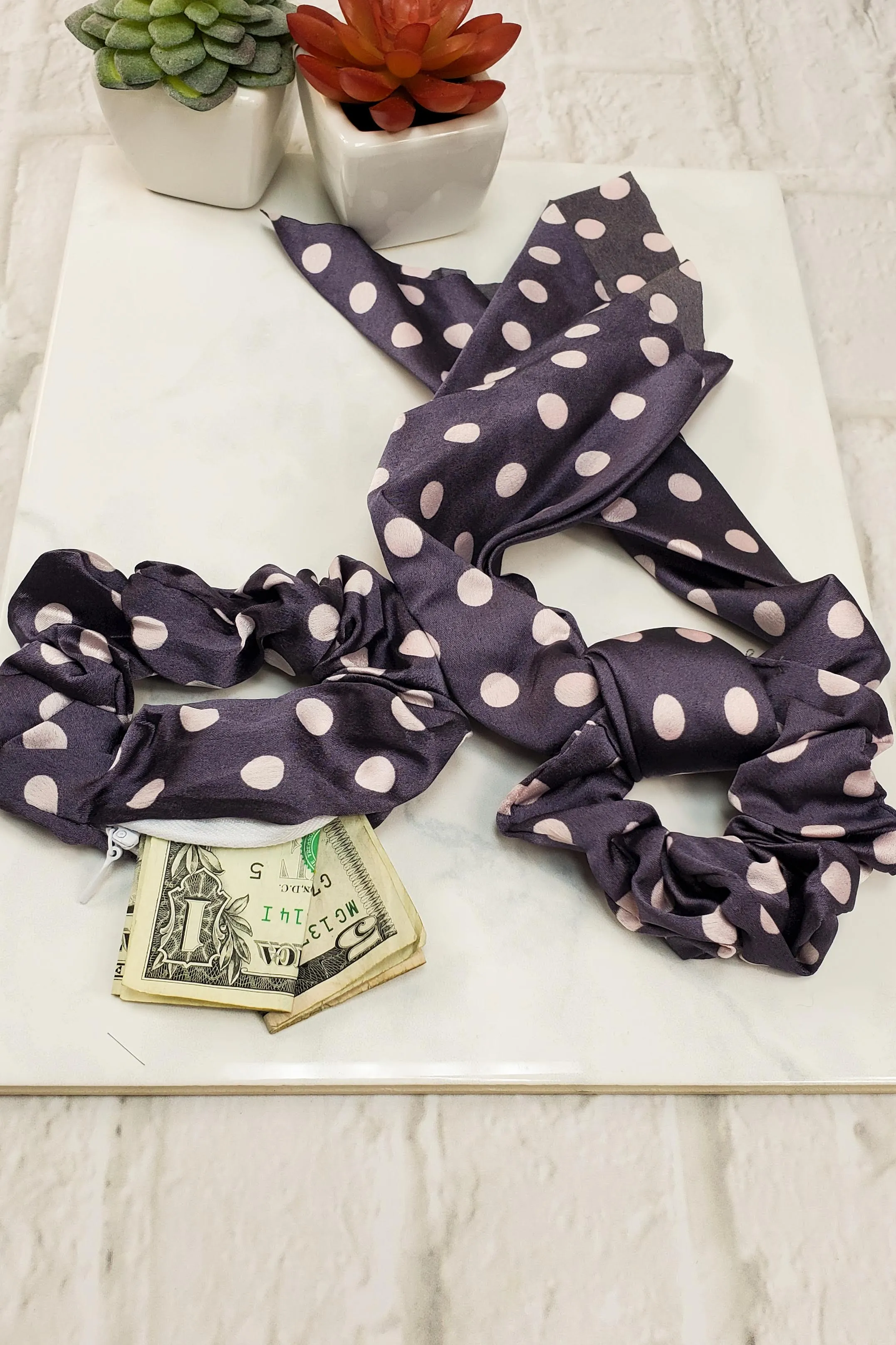 #7 Purple Polka Dot Scrunchie Set