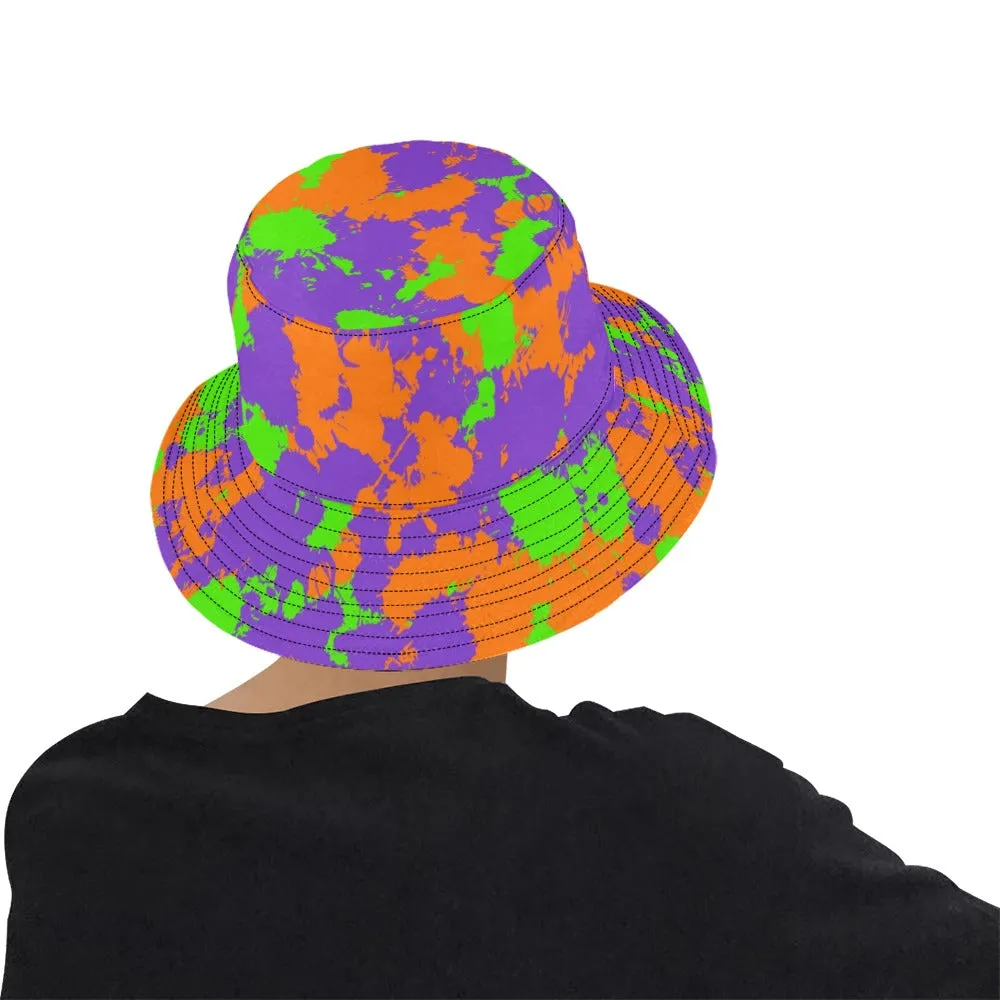 90s Kid Green, Purple and Orange Slime Splatter Bucket Hat