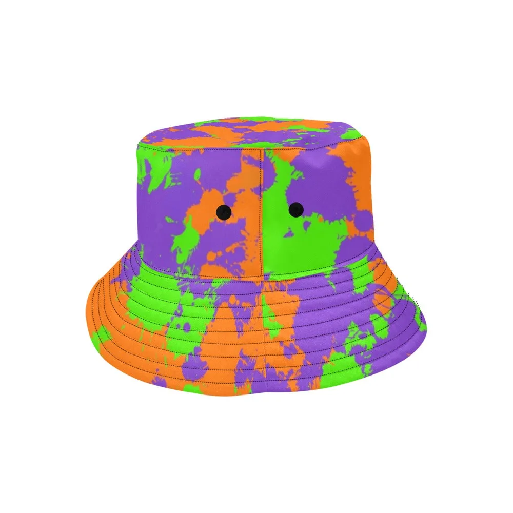 90s Kid Green, Purple and Orange Slime Splatter Bucket Hat