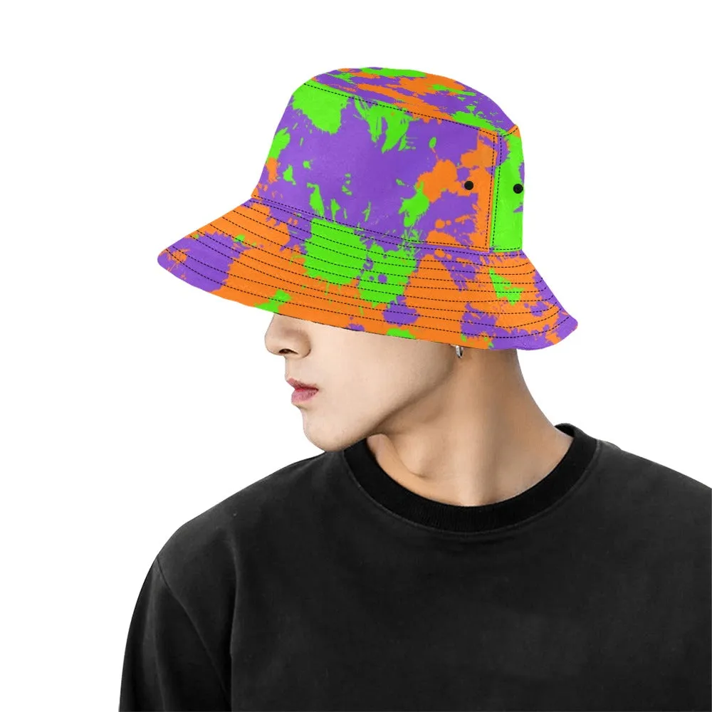 90s Kid Green, Purple and Orange Slime Splatter Bucket Hat