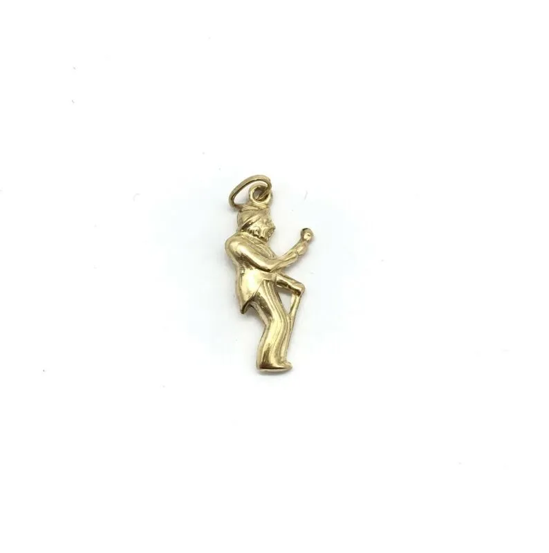 9ct Yellow Gold Lawn Bowling Old Man With Walking Stick