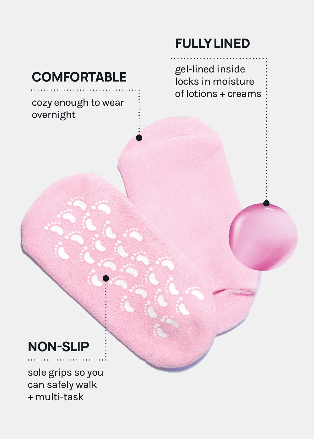 A  Gel Lined Moisturizing Spa Sock