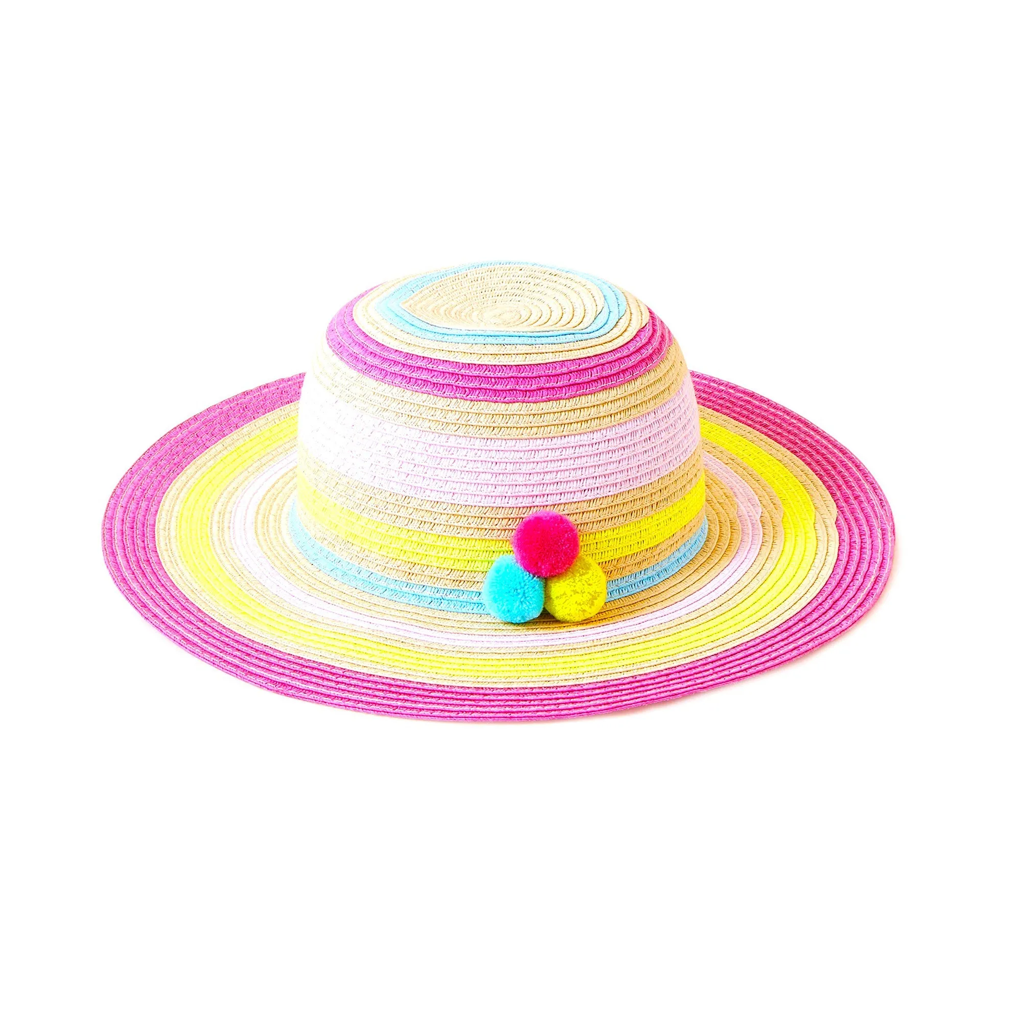 Accessorize London Girl's Pom Trim Stripe Floppy Hat (3-6 Years)