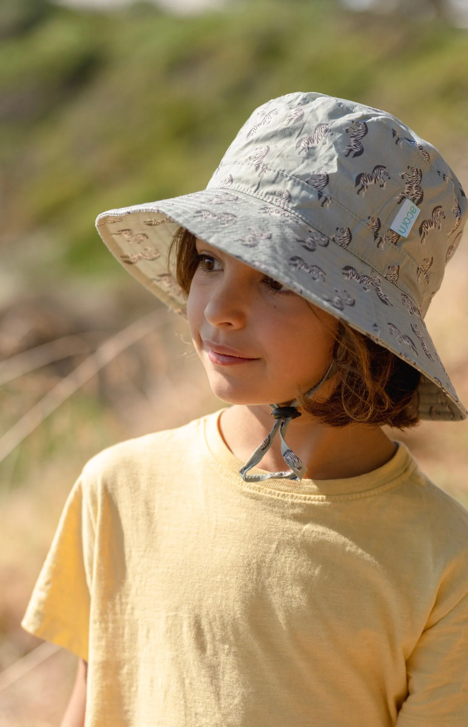 Acorn Wide Brim Bucket Hat - Dancing Zebra