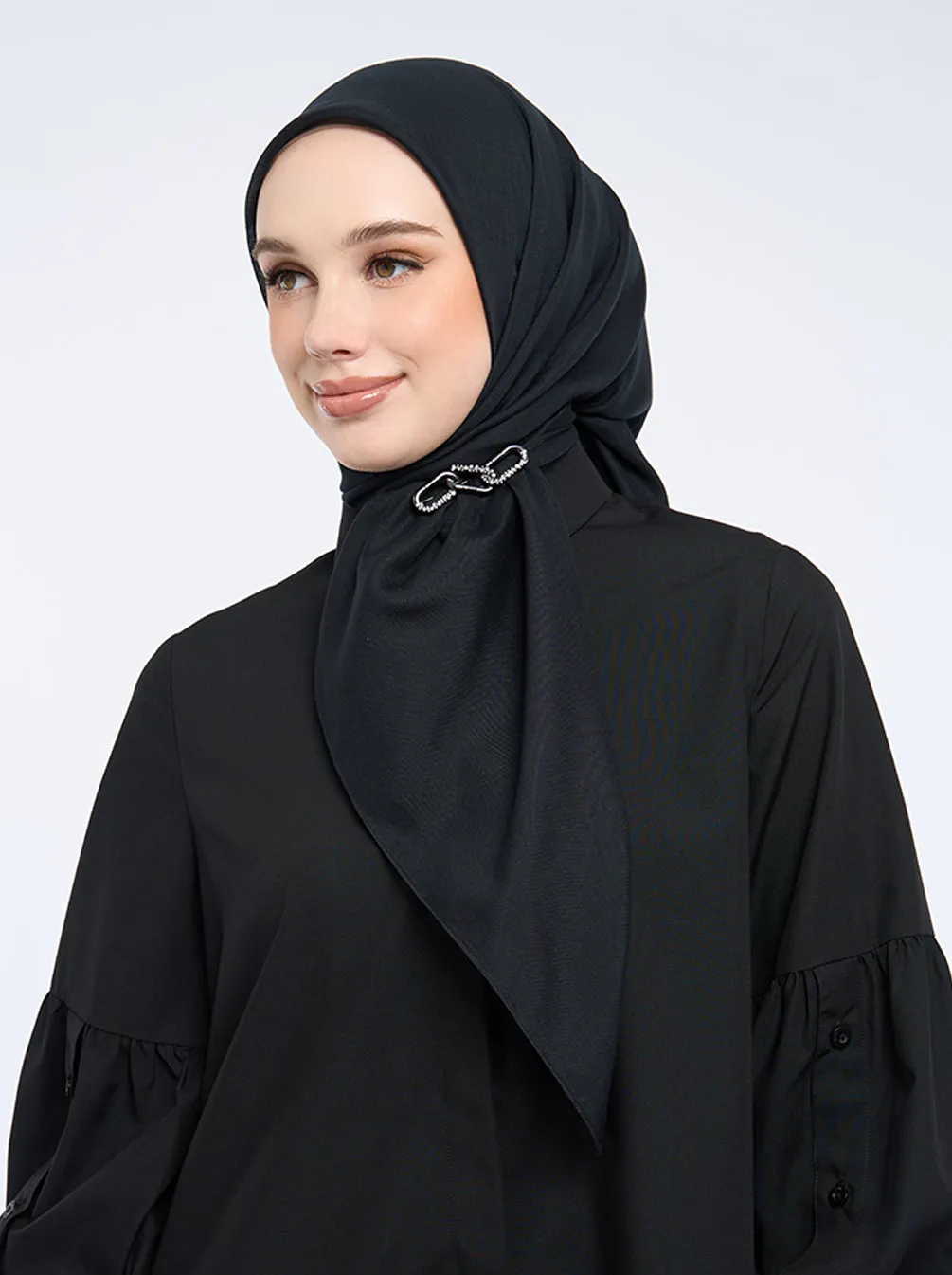 AIRY VOILE SCARF PLAIN BLACK