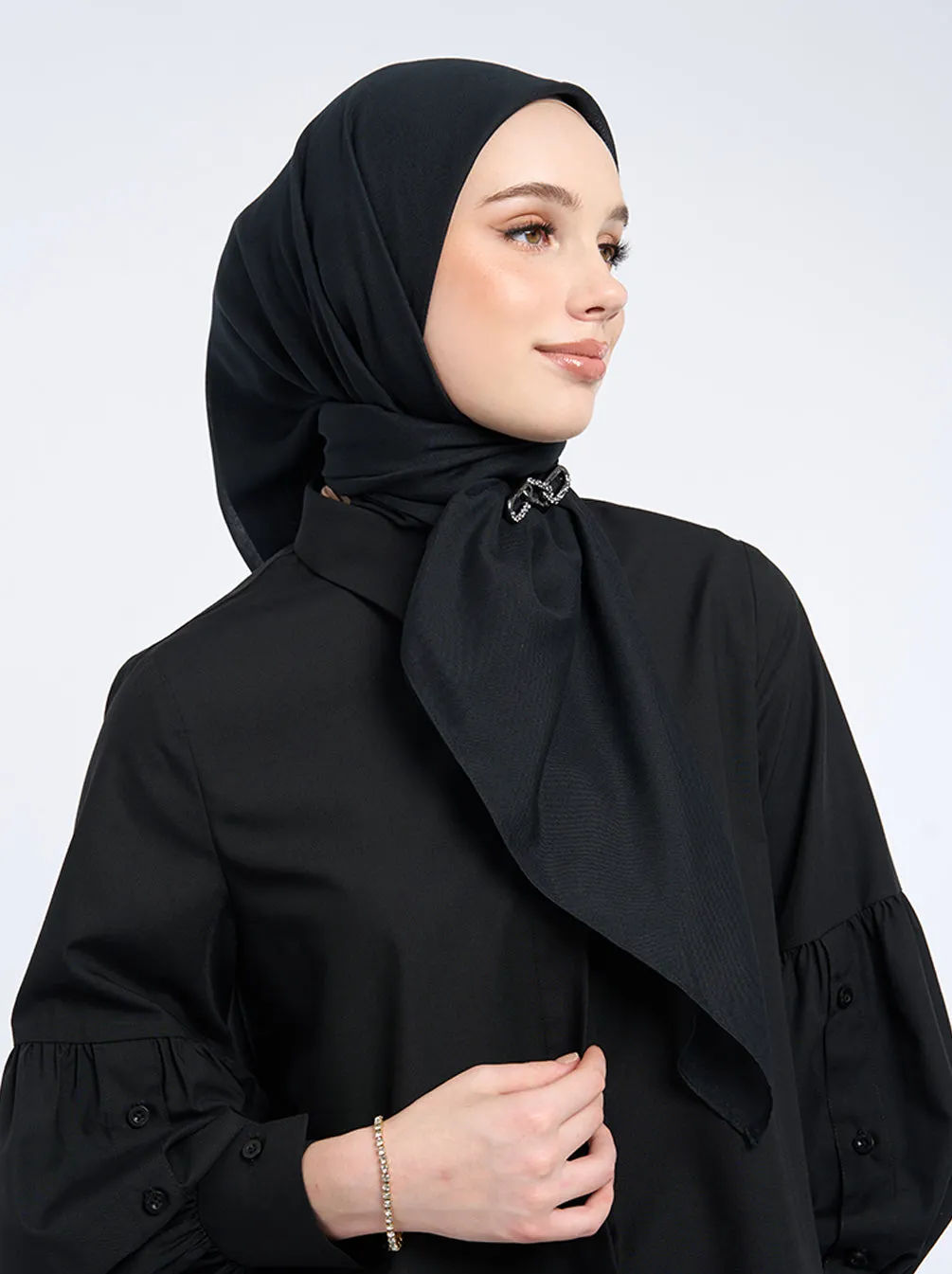 AIRY VOILE SCARF PLAIN BLACK