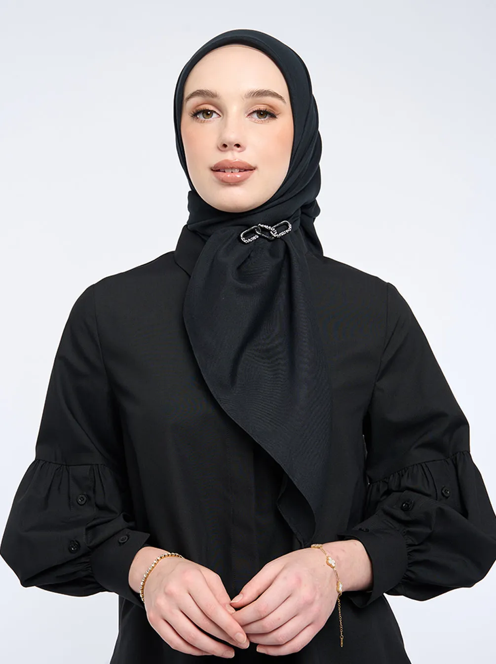 AIRY VOILE SCARF PLAIN BLACK