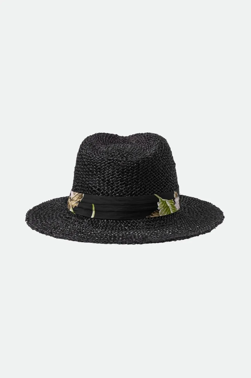 Aloha Straw Fedora - Black/Black