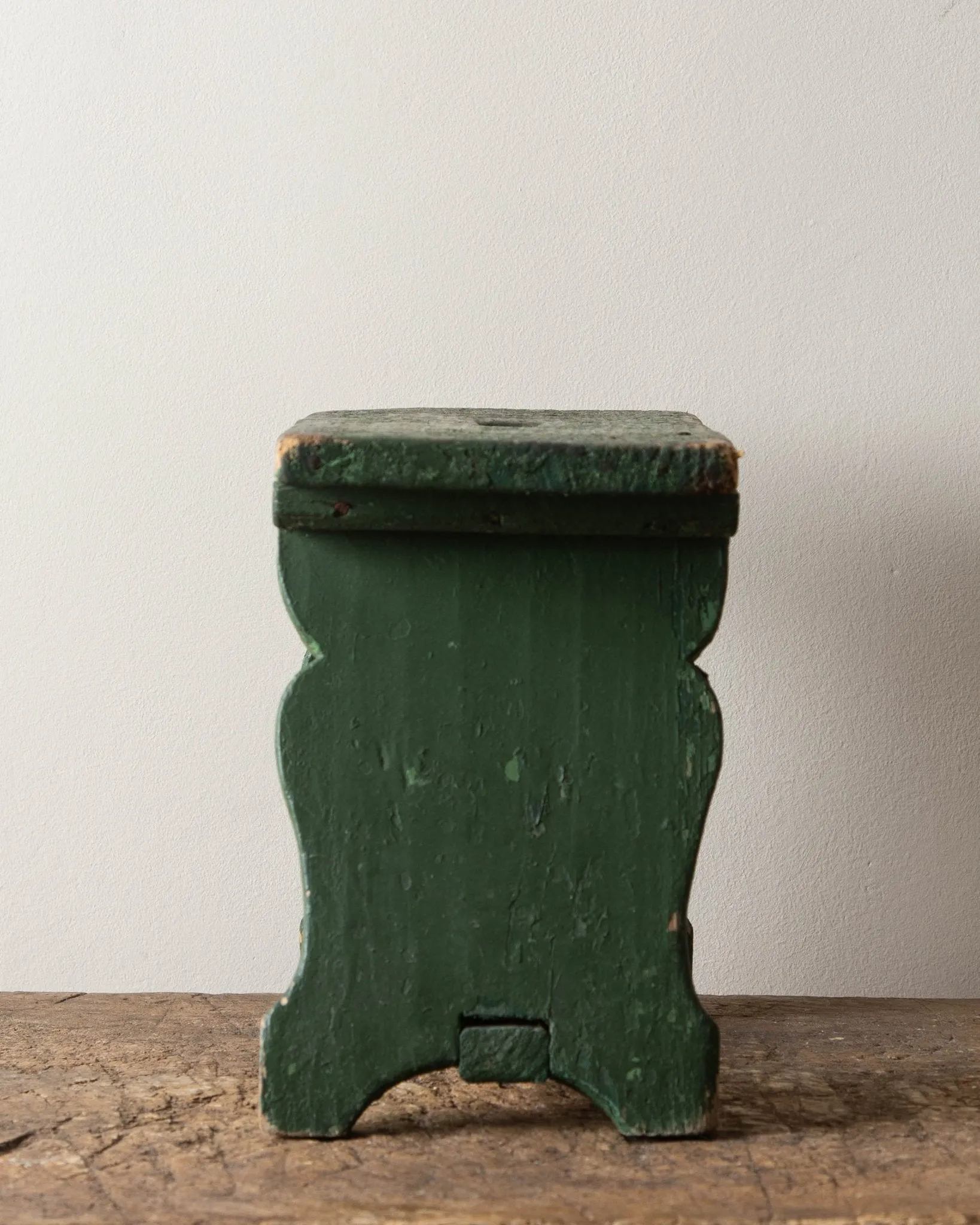 Antique Green Painted Farm Stool