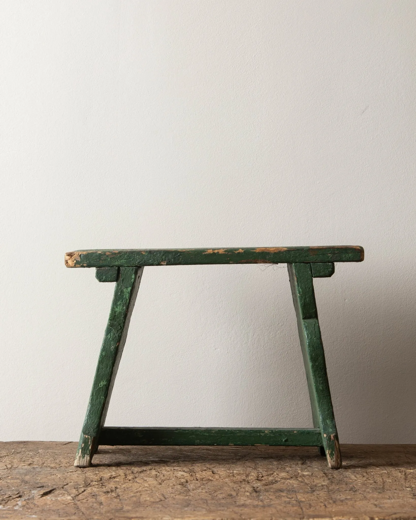 Antique Green Painted Farm Stool