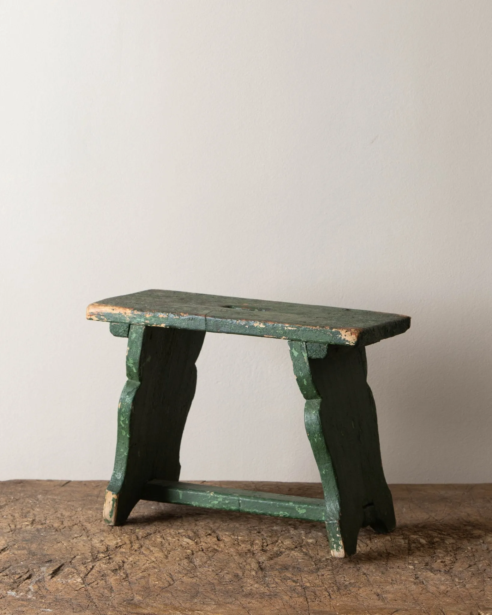 Antique Green Painted Farm Stool