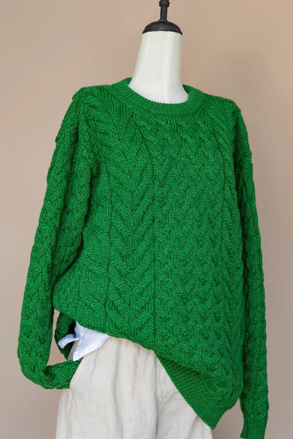 Aran - Unisex Crew Neck Sweater - Emerald green