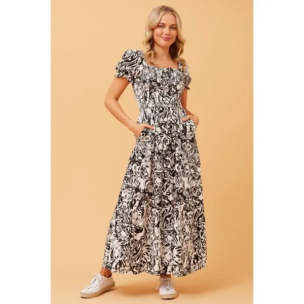 ASHTON ABSTRACT PRINT MAXI DRESS