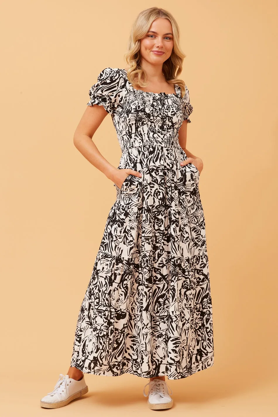 ASHTON ABSTRACT PRINT MAXI DRESS