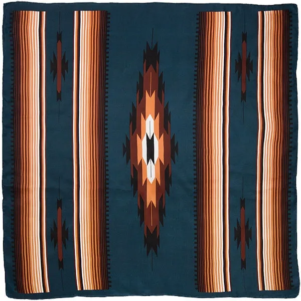 Aztec Wild Rag in Teal and Tan