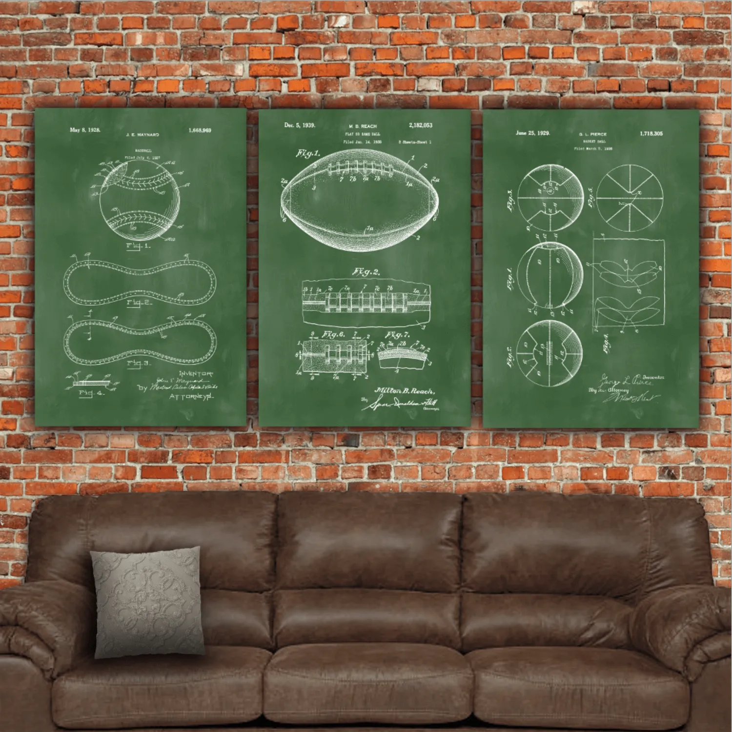 Baseball Patent Print Art on Canvas