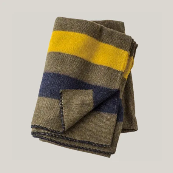 BASSHU WOOL WOVEN BLANKET - KHAKI