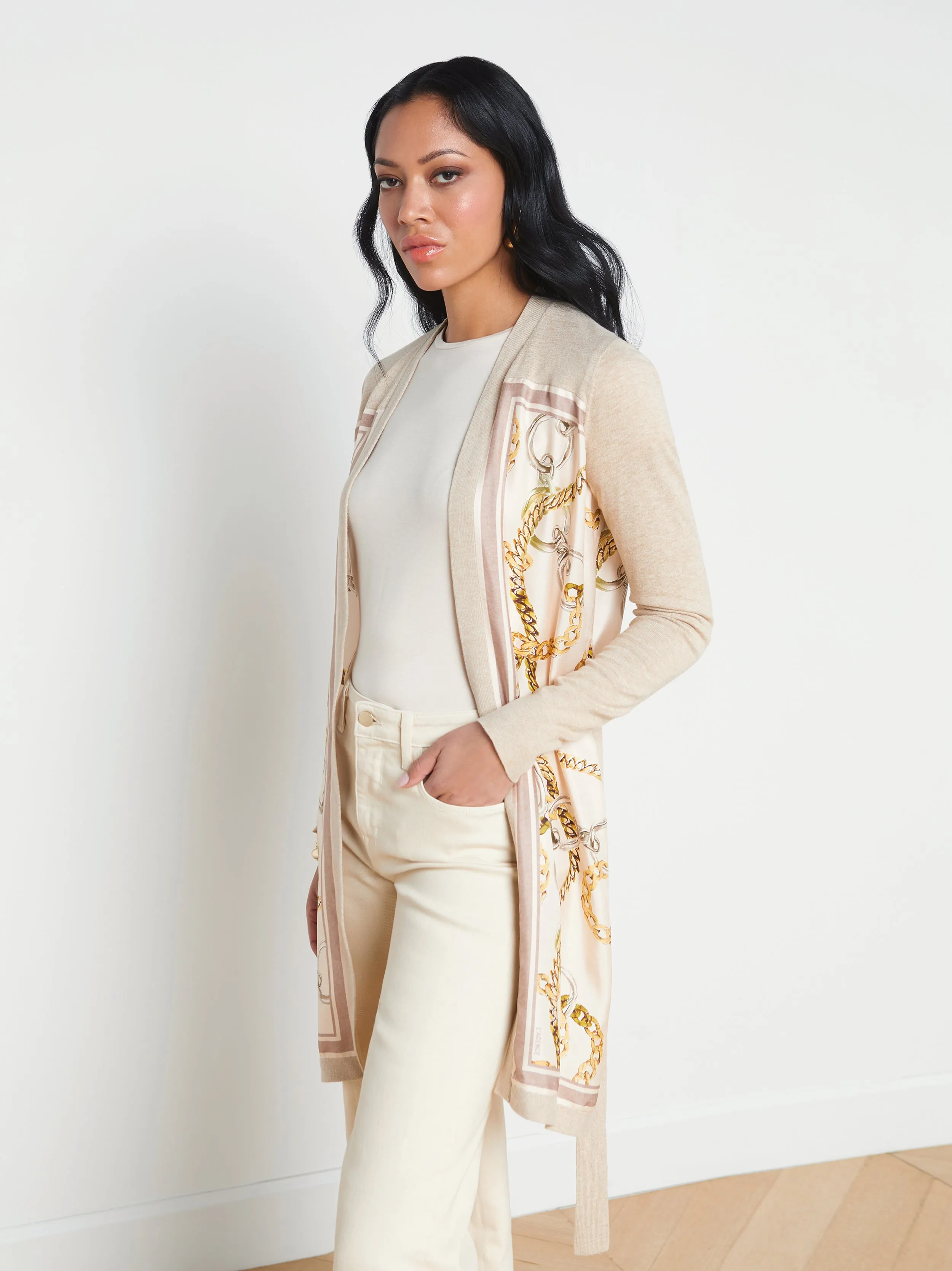 Beverly Silk Panel Cardigan