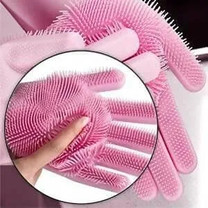 BIG CART Silicon Scrubbing Non-slip Hand Gloves For Washing Vessels And Pet Grooming, Magic Kitchen Gloves For Washing Dishes For Household Cleaning Great For Protecting Hands,mlti (MULTICOLOUR 01)