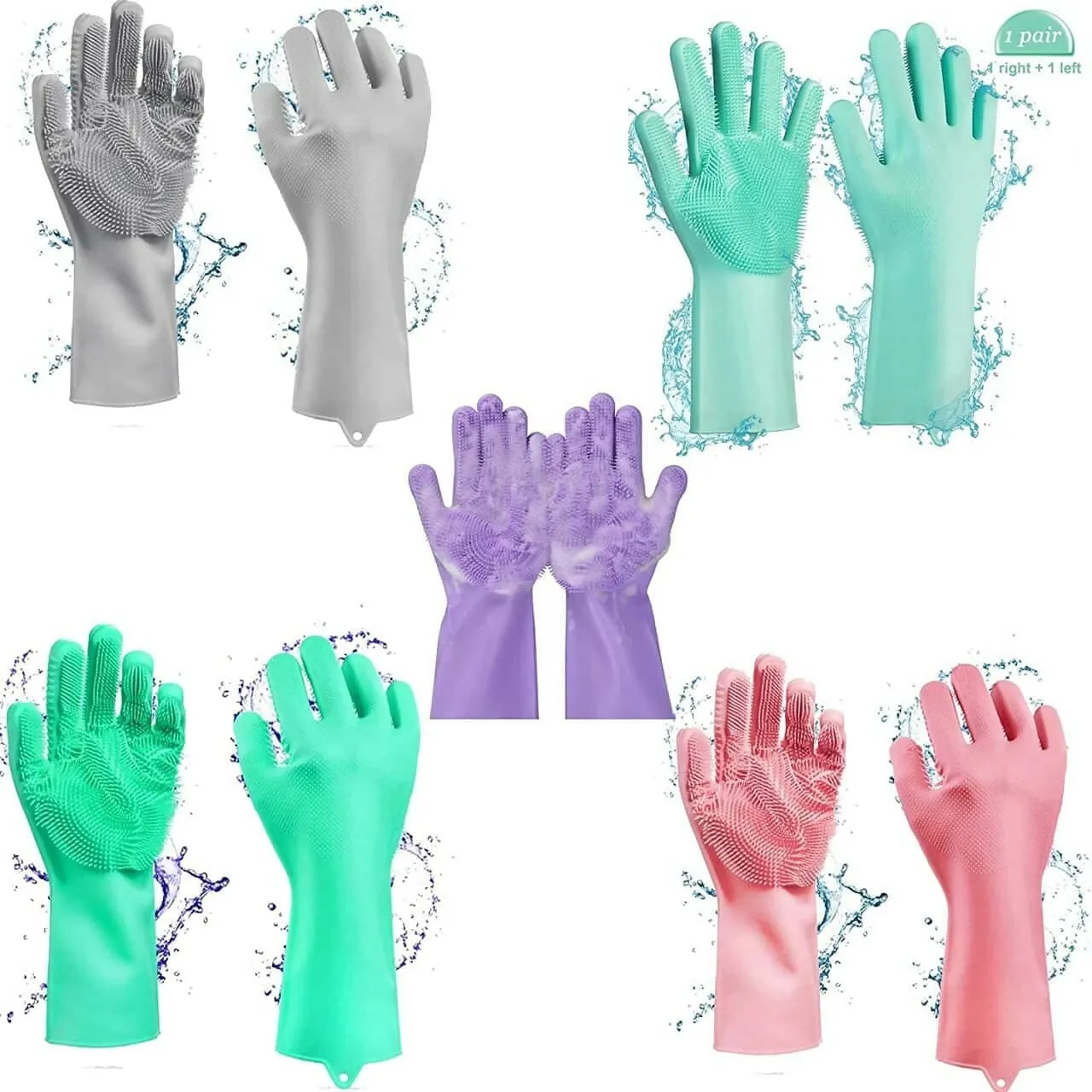 BIG CART Silicon Scrubbing Non-slip Hand Gloves For Washing Vessels And Pet Grooming, Magic Kitchen Gloves For Washing Dishes For Household Cleaning Great For Protecting Hands,mlti (MULTICOLOUR 01)