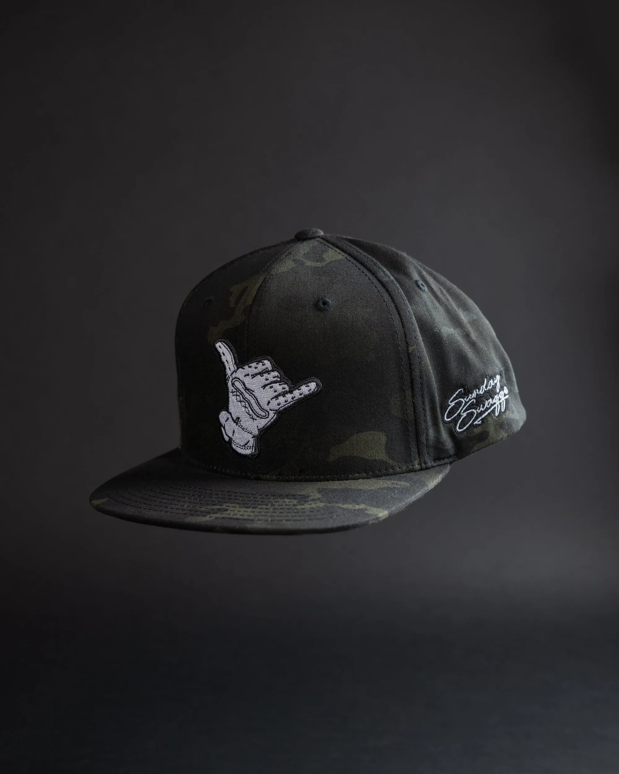 Black Multicam Snapback Hat