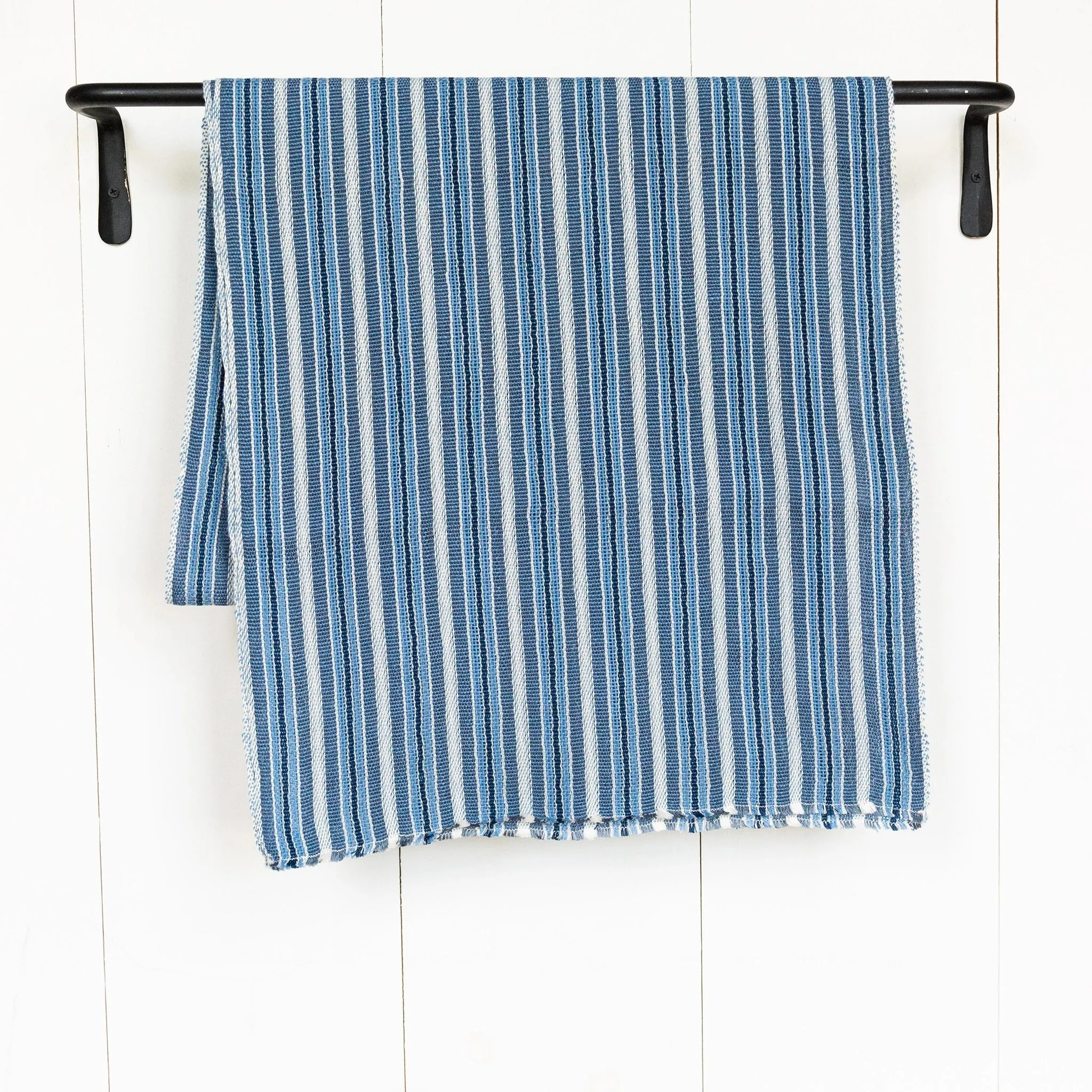 Blue Medley Stripe Handwoven Cotton Scarf