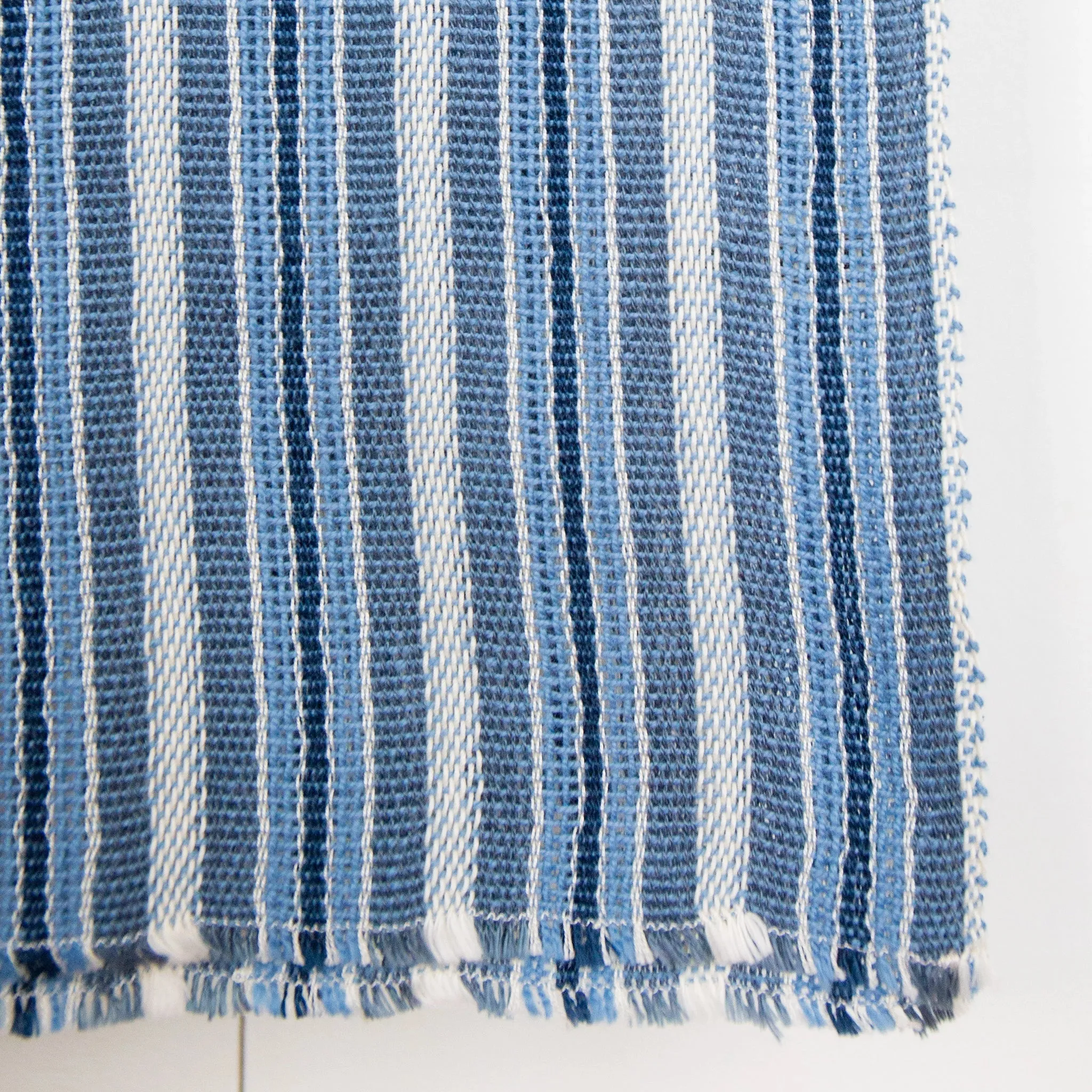 Blue Medley Stripe Handwoven Cotton Scarf