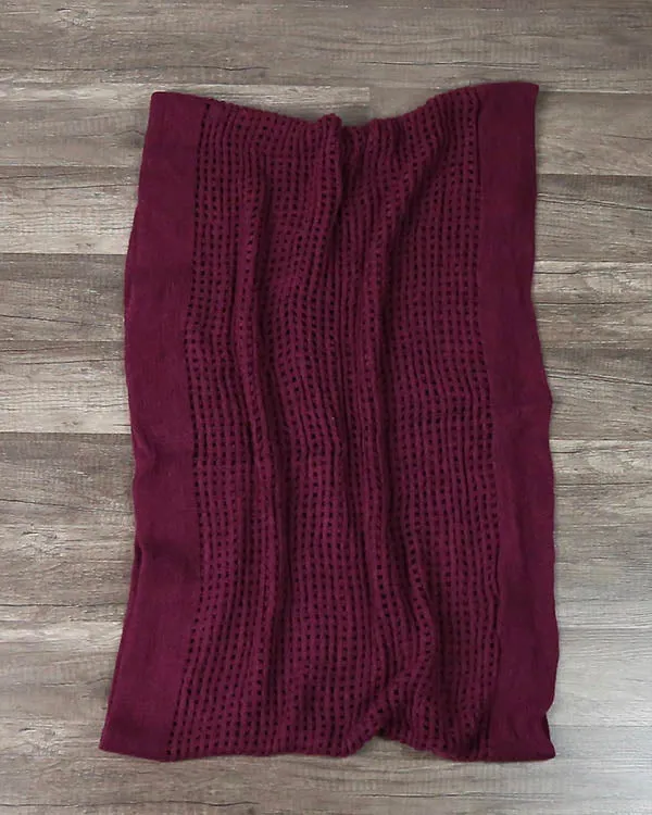 Boho Infinity Grid Scarf in Plum