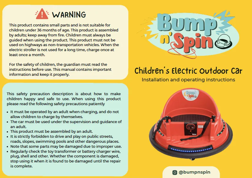 Bump n' Spin Bumper Car 2y 