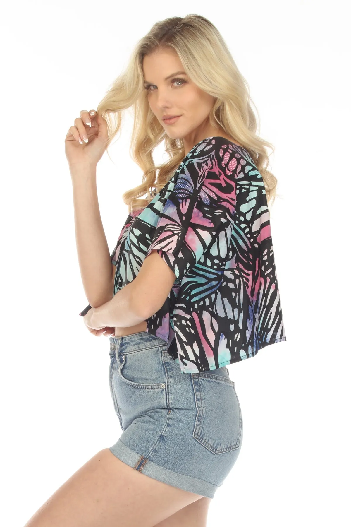 Butterfly Tie-dye Scarf Crop Top