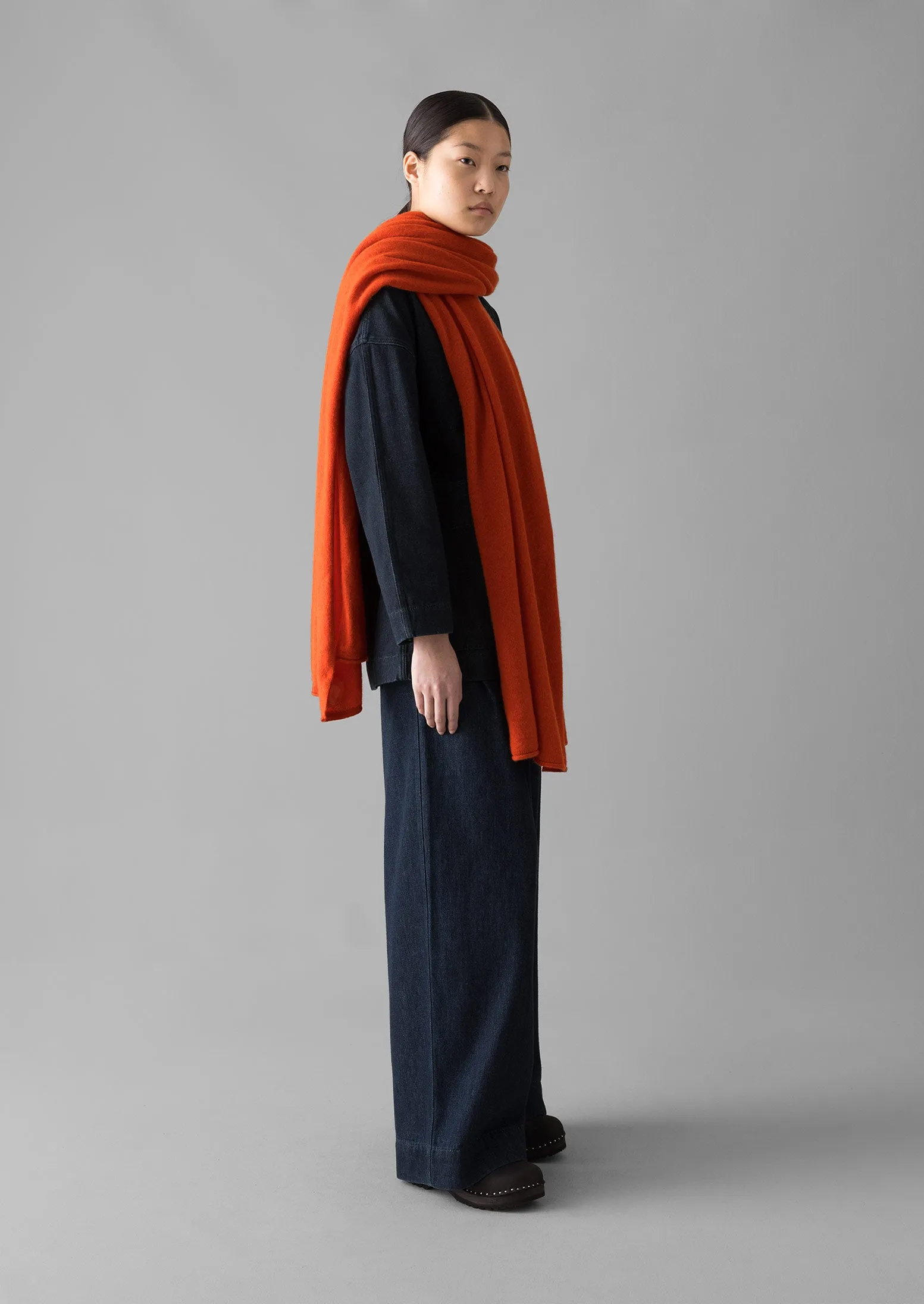 Luxurious Pumpkin Cashmere Wool Wrap Scarf