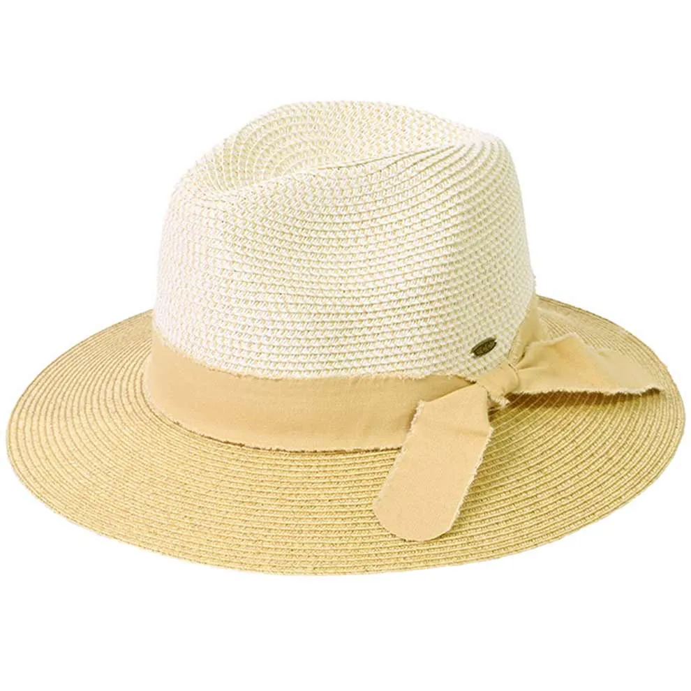 C.C Frayed Bow Trim Band Panama Hat