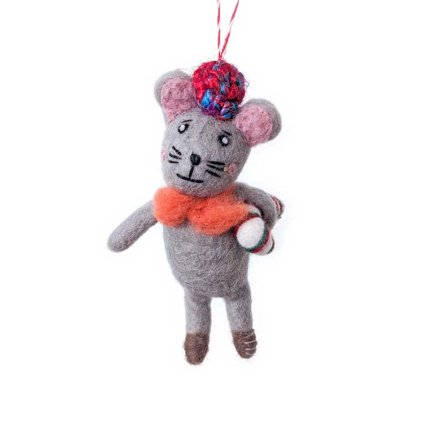 Cesar the Candy Cane Mouse Eco Ornament