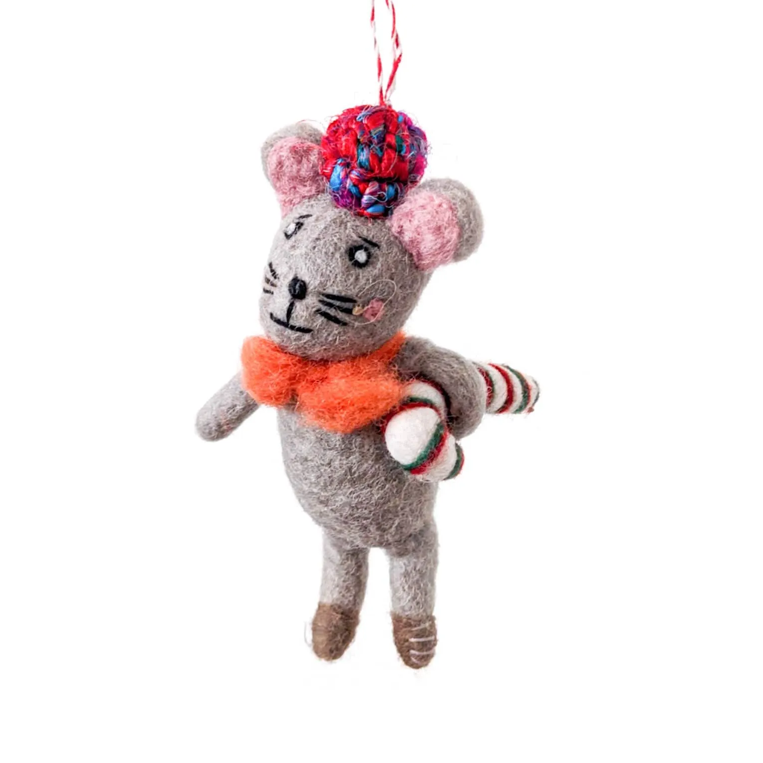 Cesar the Candy Cane Mouse Eco Ornament