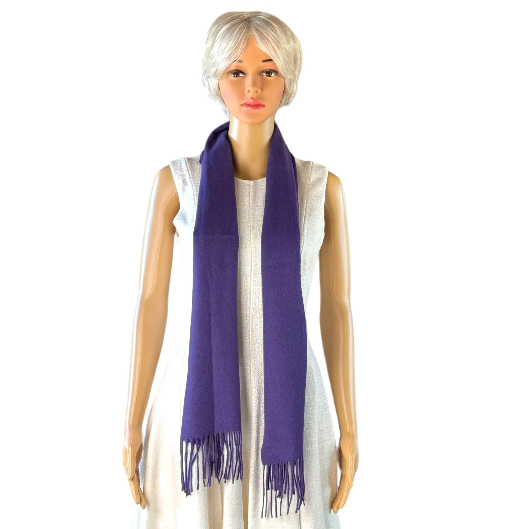 CLUB ROOM by MACY's Cashmere Fringe Scarf - Dark Purple