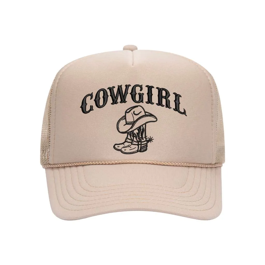 Cow Girl With Boots Foam Trucker Hat