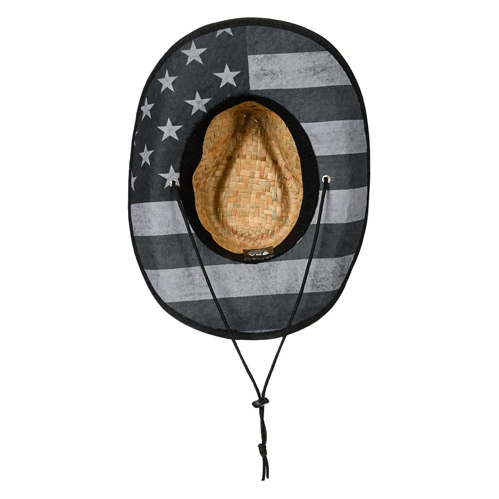 Cowboy Straw Hat | Blackout American Flag