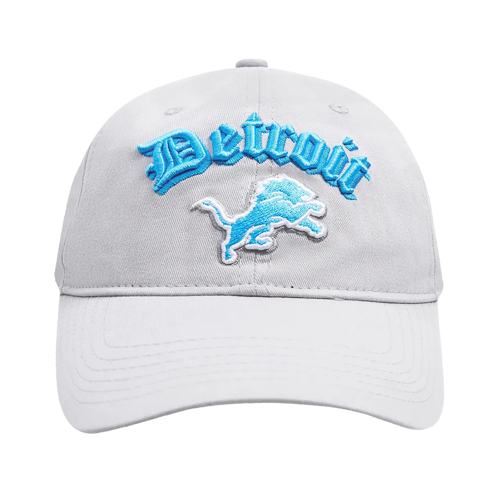 DETROIT LIONS OLD ENGLISH DAD HAT (GRAY)