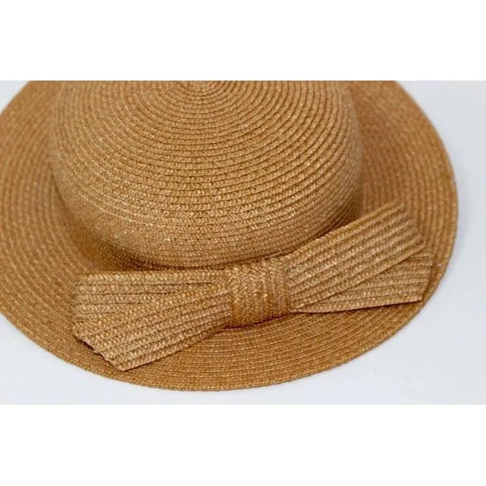 EMILLIO PUCCI Vintage Woven Straw Tan Hat with Bow