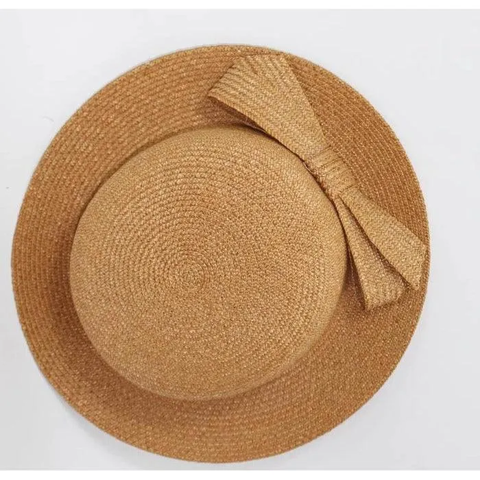 EMILLIO PUCCI Vintage Woven Straw Tan Hat with Bow