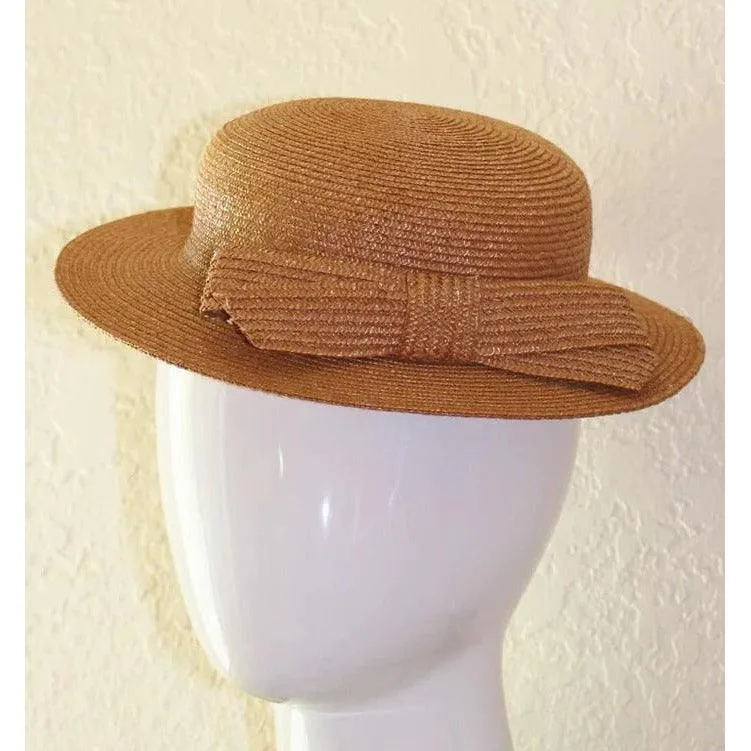 EMILLIO PUCCI Vintage Woven Straw Tan Hat with Bow