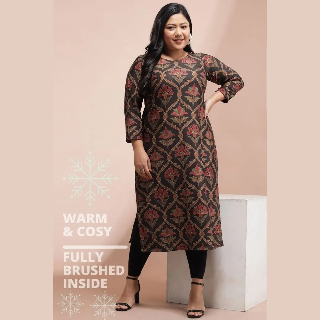 Ethnic Motif Art Woolen Winter Kurti