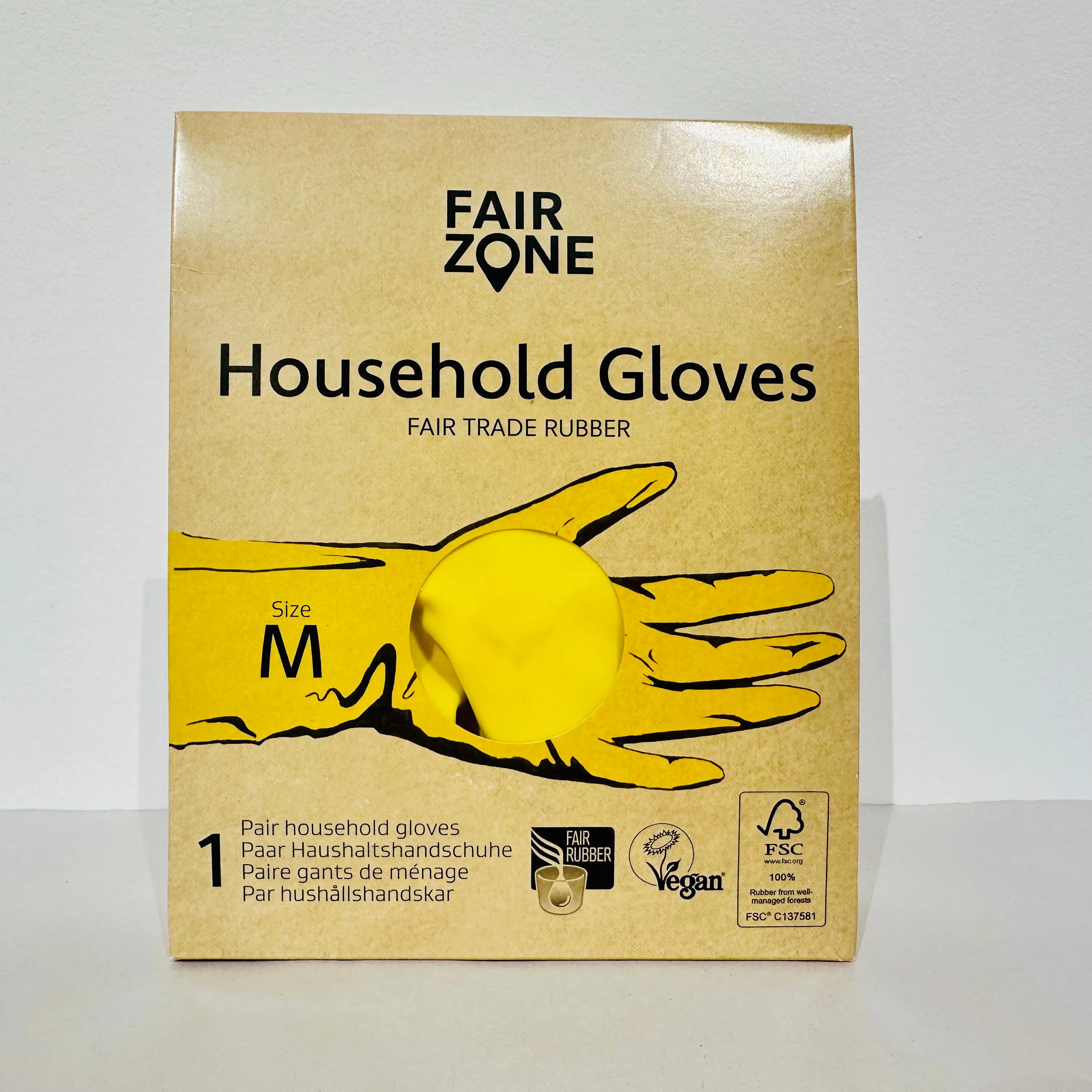 Fair Zone Durable Yellow Rubber Gloves - Medium Size