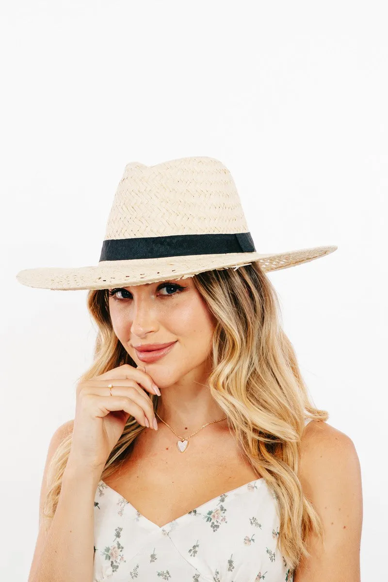 FAME BASKET WEAVE STRAW SUN HAT