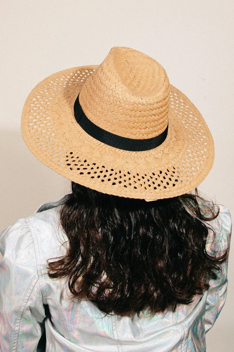 FAME BASKET WEAVE STRAW SUN HAT