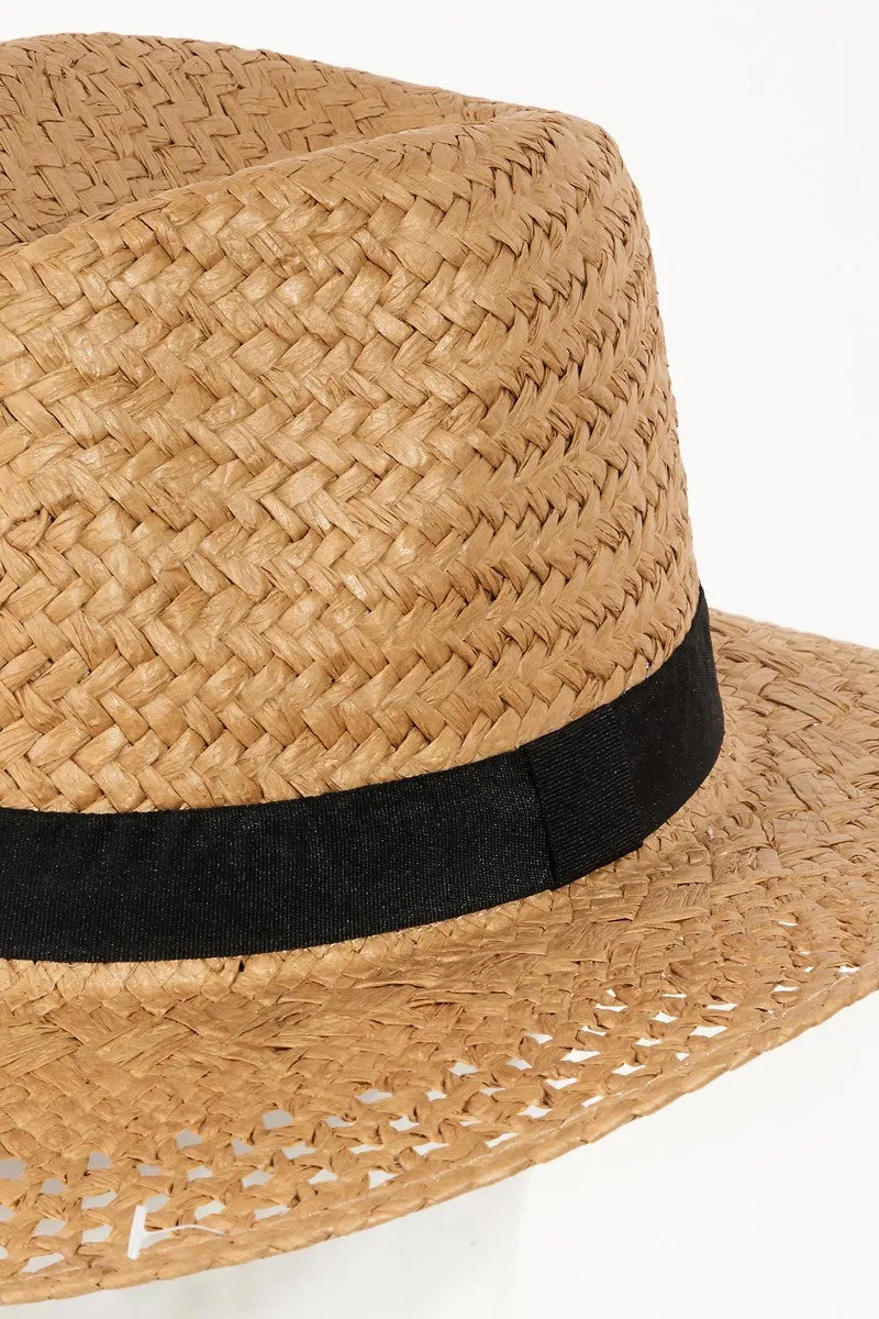 FAME BASKET WEAVE STRAW SUN HAT