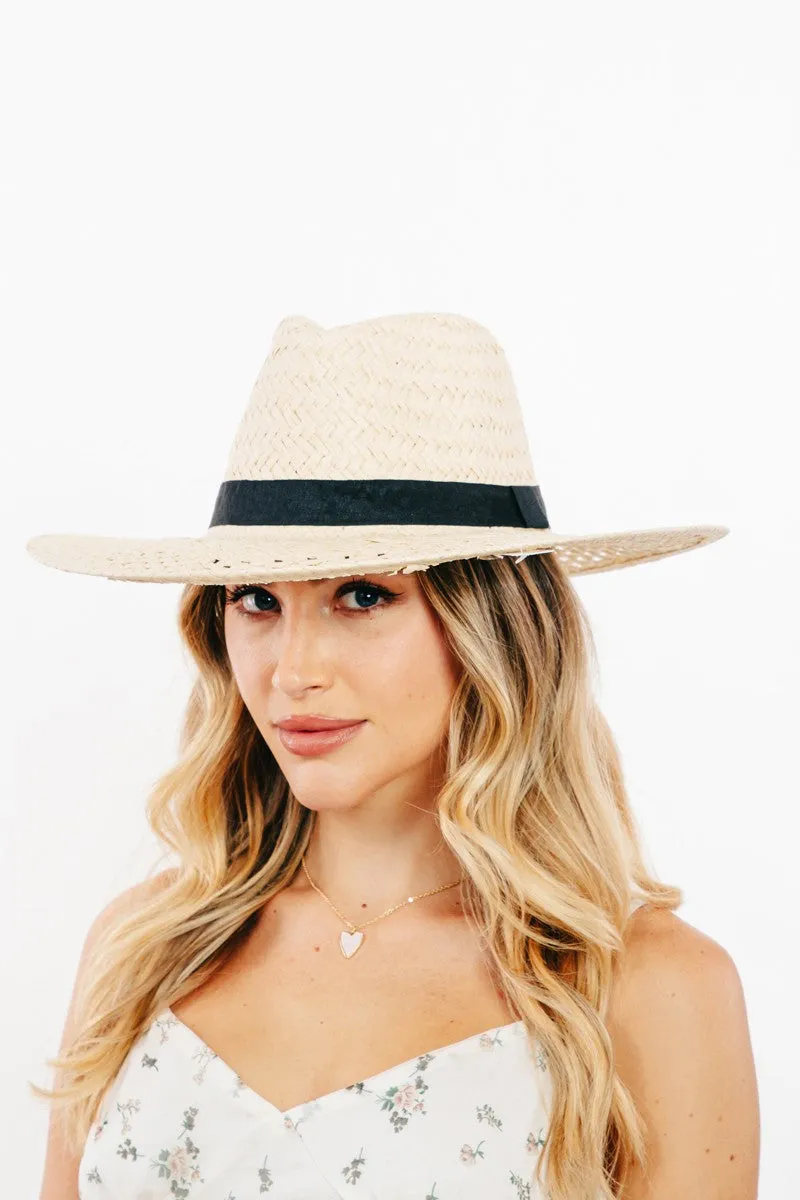 FAME BASKET WEAVE STRAW SUN HAT