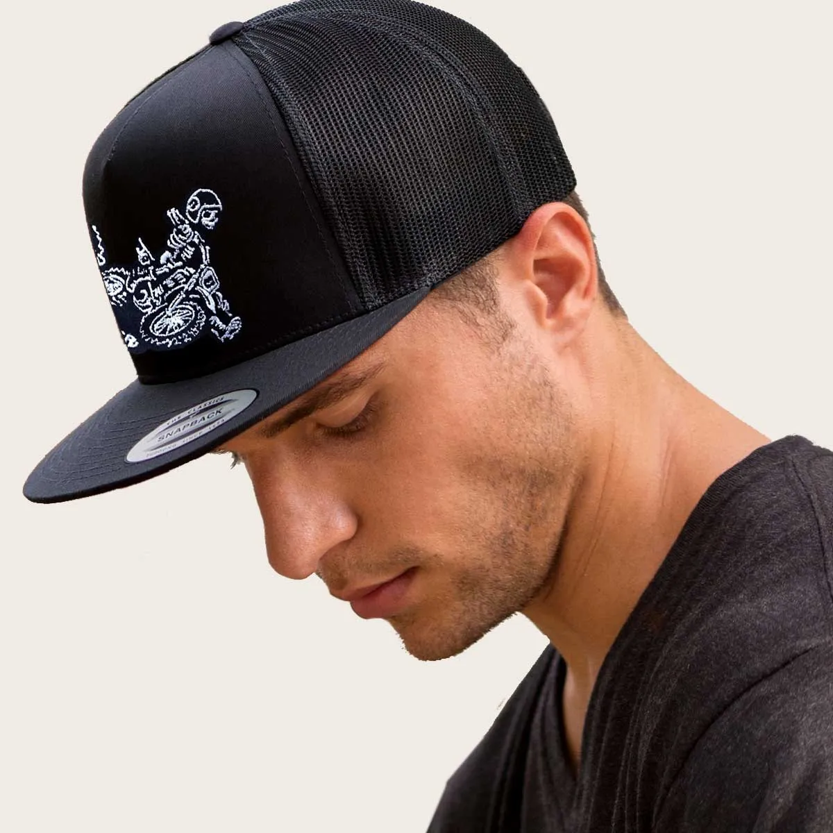 Flat Brim Snapback Dirt Bike Trucker Hat